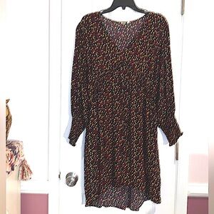 Gap floral Dress with long sleeves in red yellow blue & black size Large